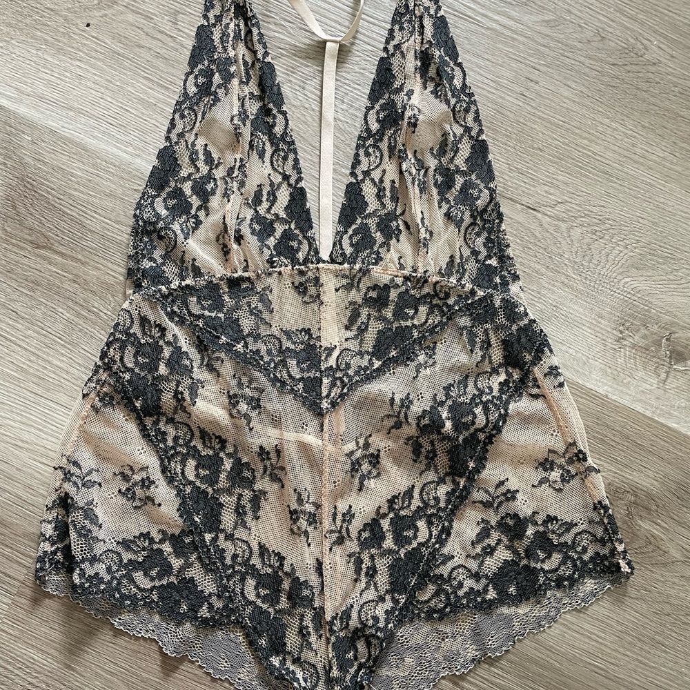 Free People Black Lace Bodysuit